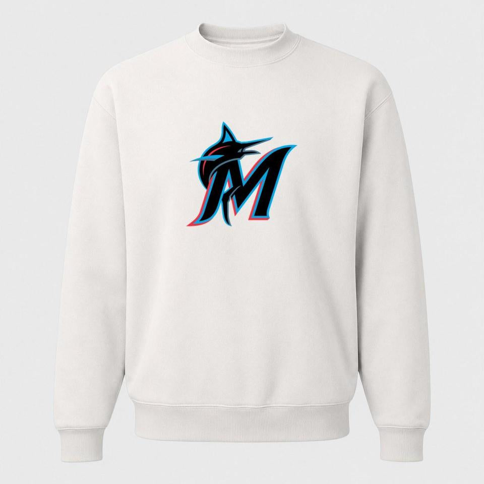 Men's Miami Marlins Crewneck Sweatshirt - White