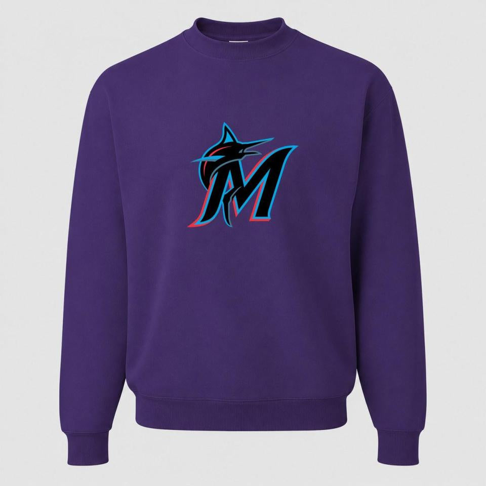 Men's Miami Marlins Crewneck Sweatshirt - Purple