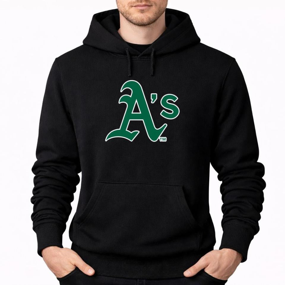 Men's Oakland Athletics Pullover Hoodie - Black