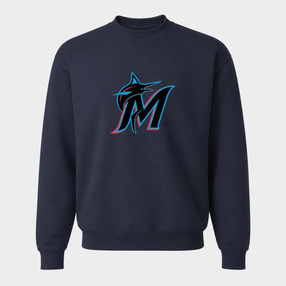 Men's Miami Marlins Crewneck Sweatshirt - Navy