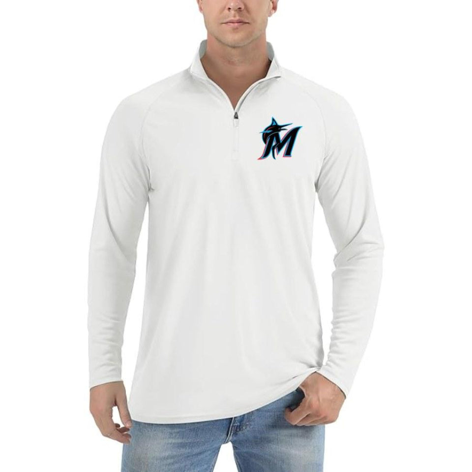 Men's Miami Marlins Polyester Polo - Sky Blue