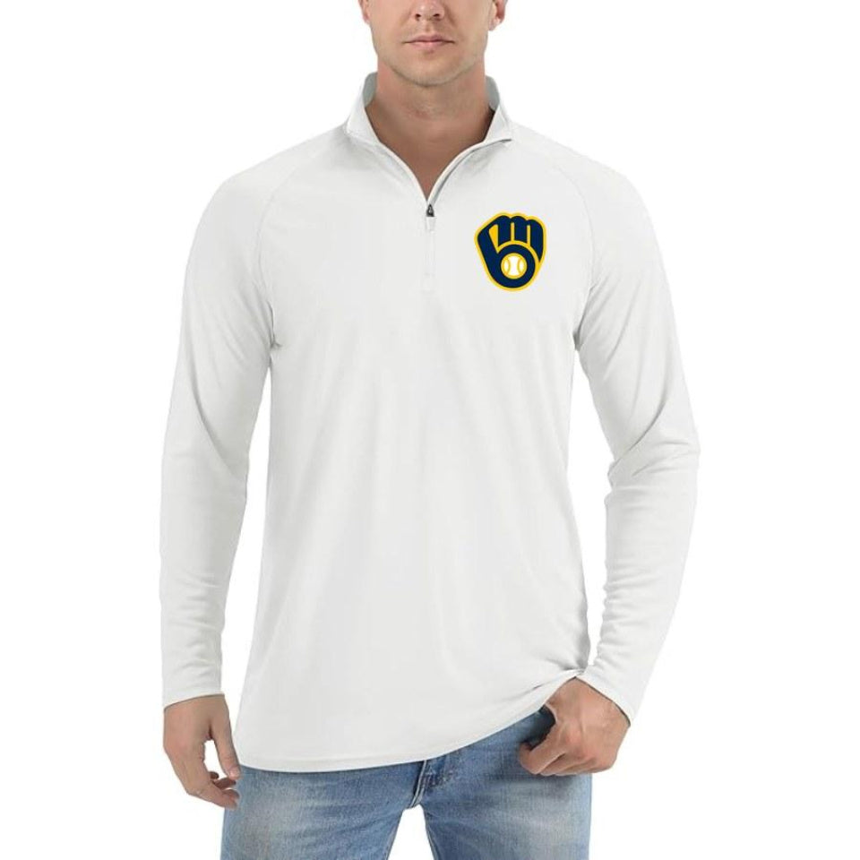 Men's Milwaukee Brewers Polyester Polo - Sky Blue