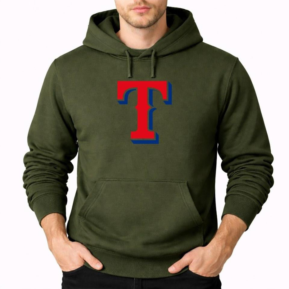 Men's Texas Rangers Pullover Hoodie - Army Green