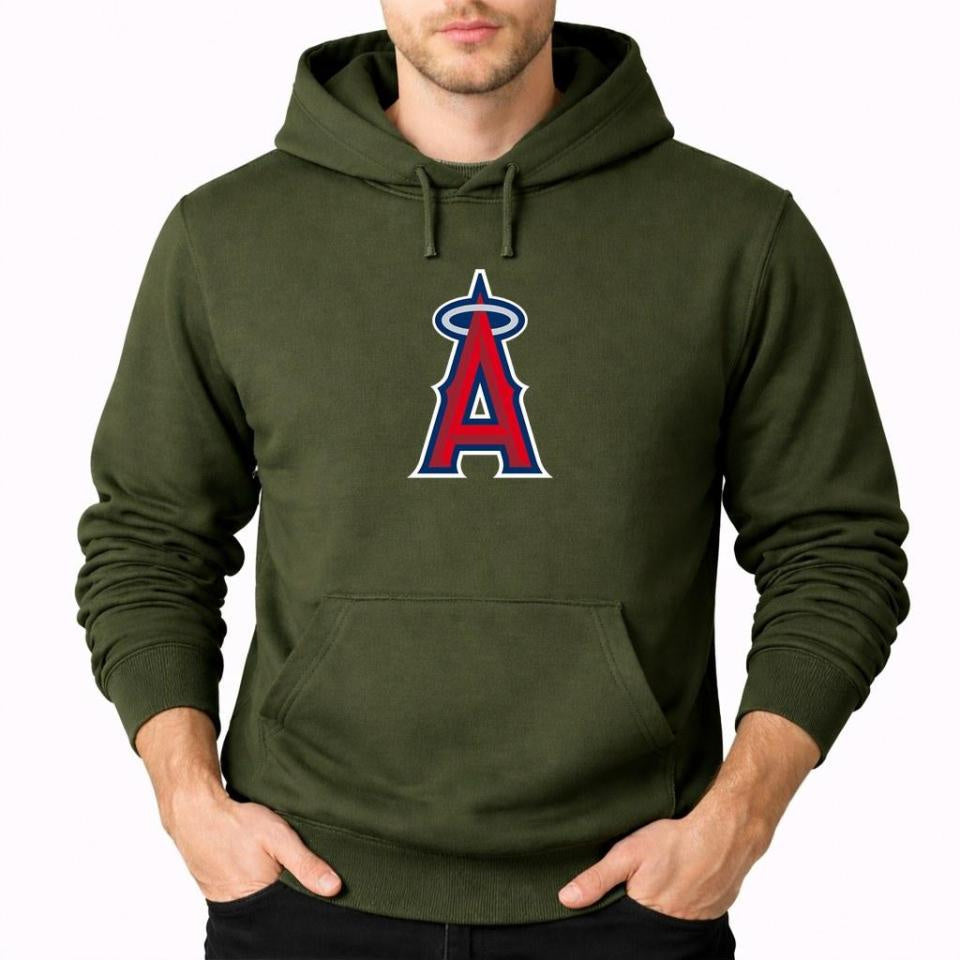 Men's Los Angeles Angels Pullover Hoodie - Army Green