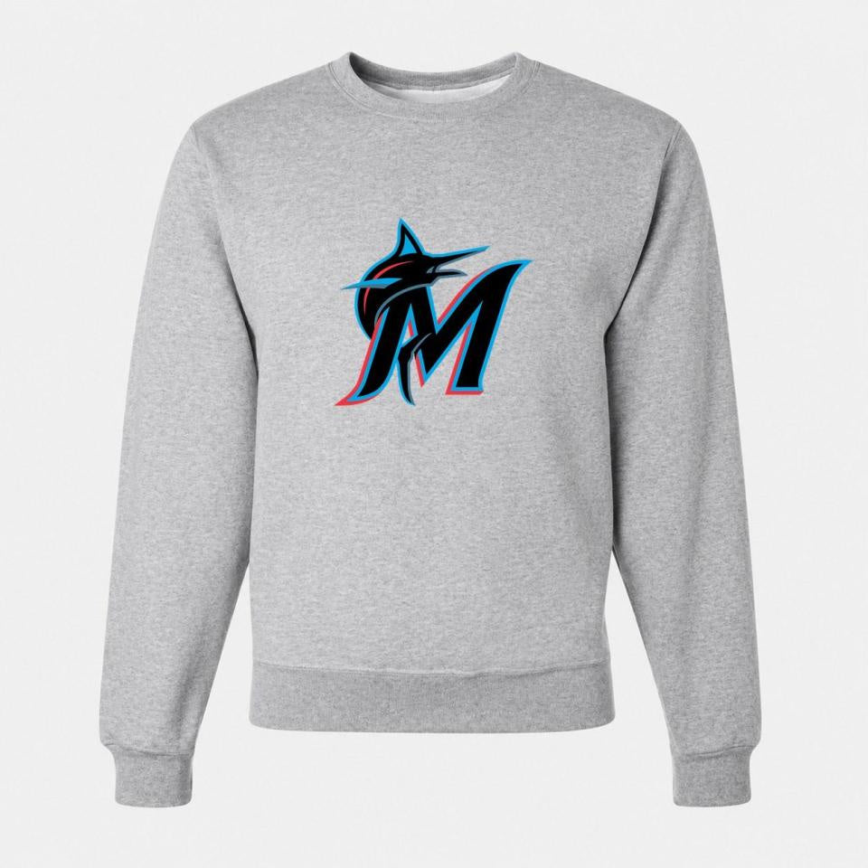 Men's Miami Marlins Crewneck Sweatshirt - Gray