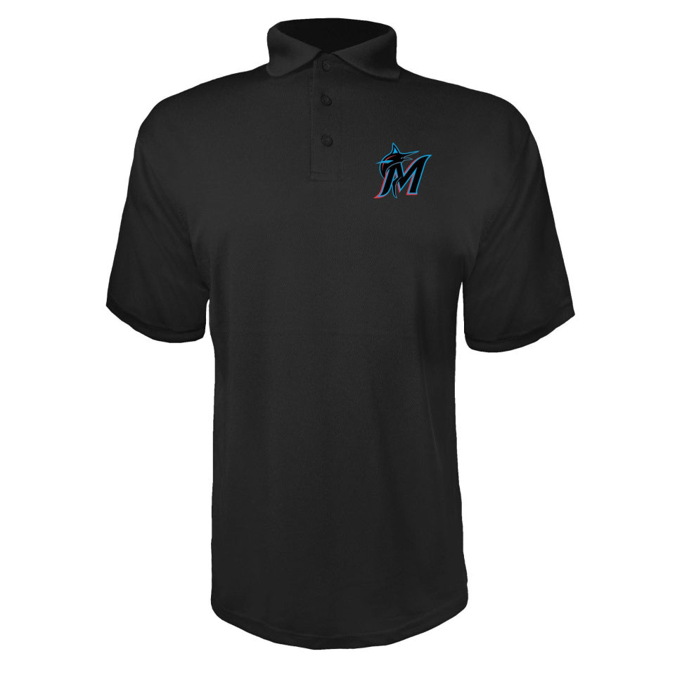 Men's Miami Marlins Polyester Polo - White