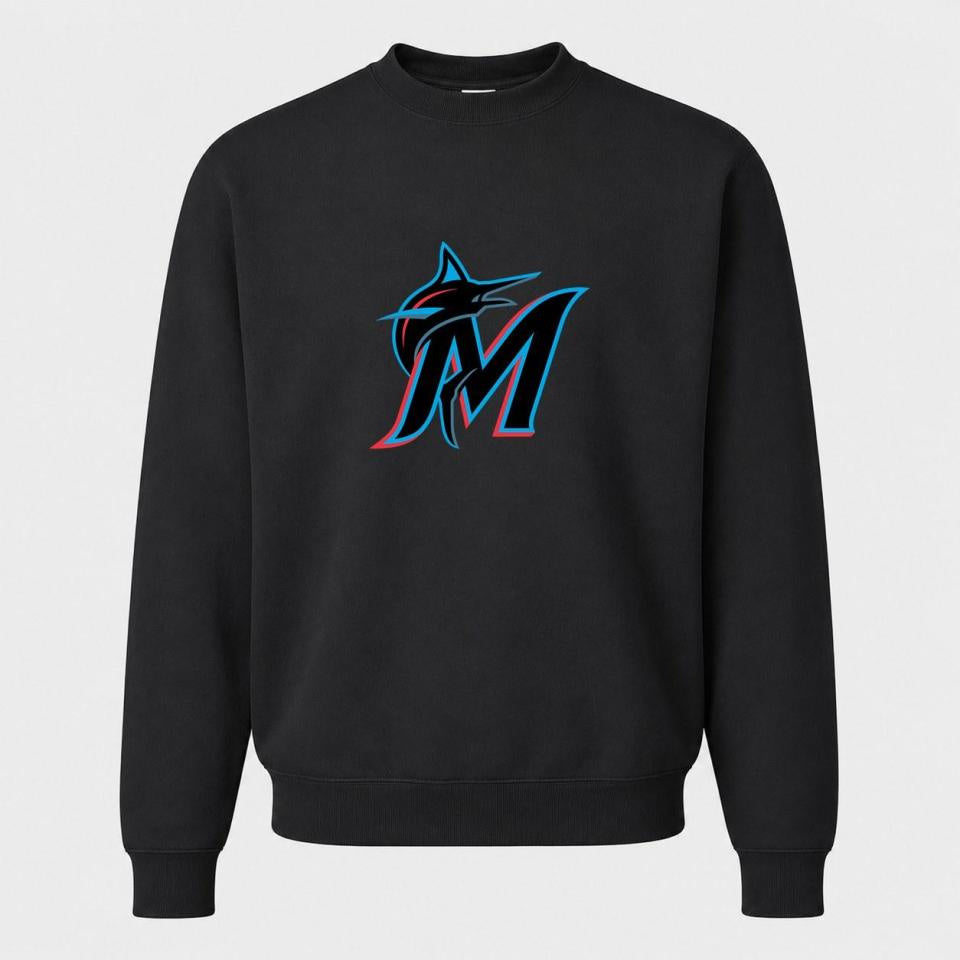 Men's Miami Marlins Crewneck Sweatshirt - Black