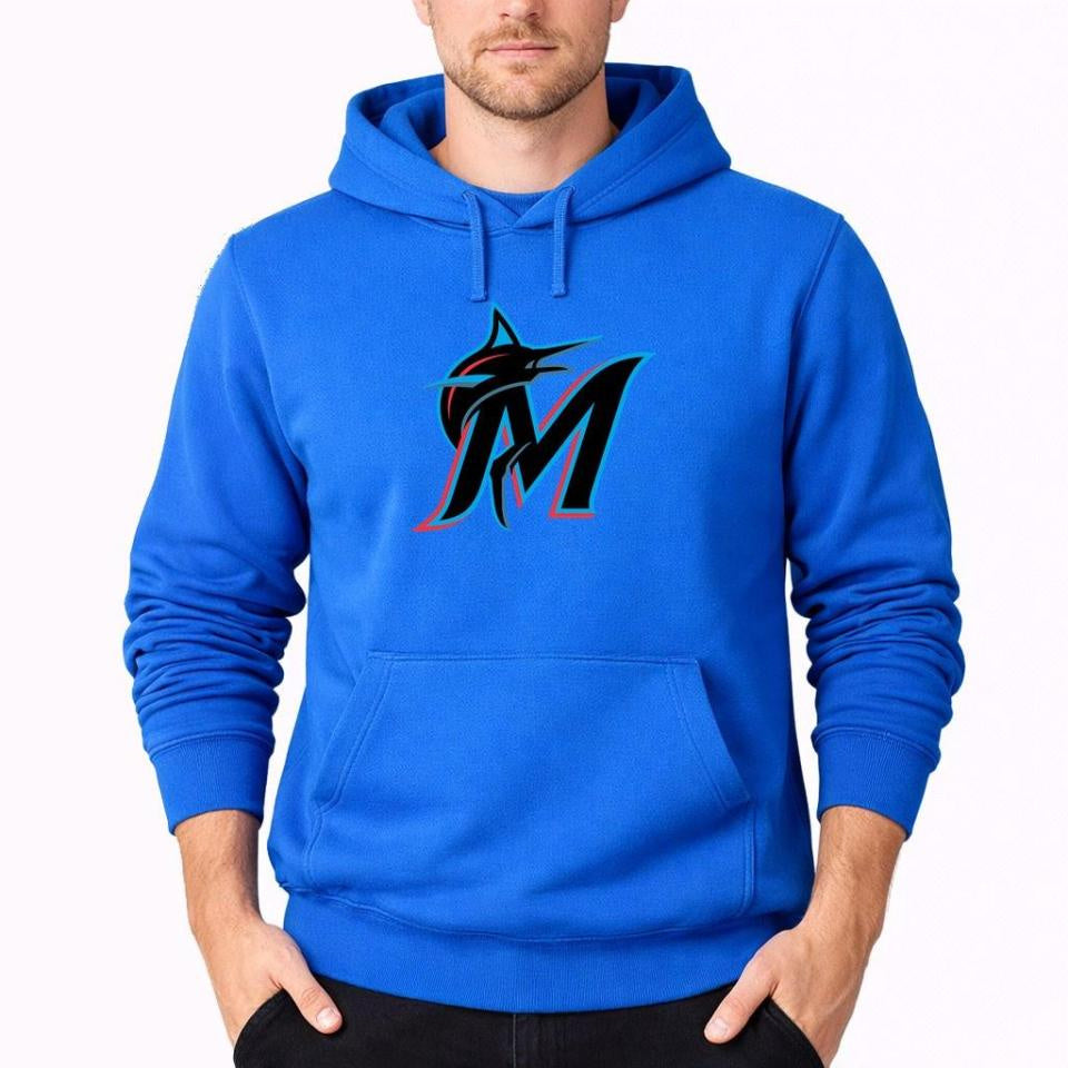 Men's Miami Marlins Pullover Hoodie - Azure
