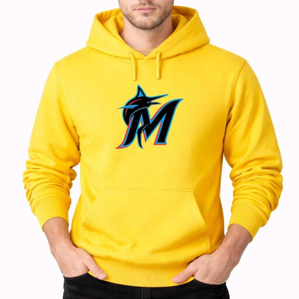 Men's Miami Marlins Pullover Hoodie - Yellow