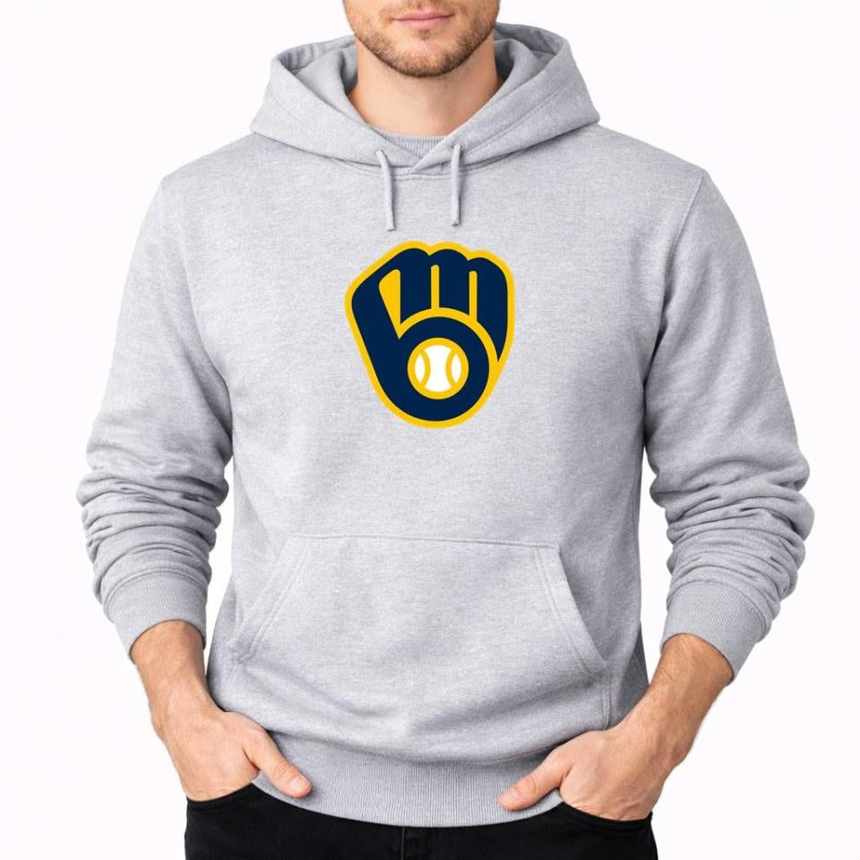 Men's Milwaukee Brewers Pullover Hoodie - Gray