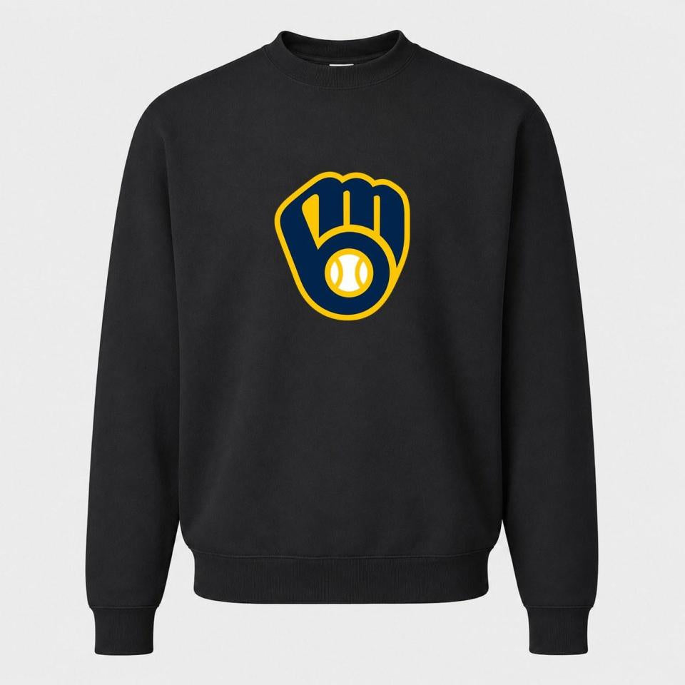 Men's Milwaukee Brewers Crewneck Sweatshirt - Black