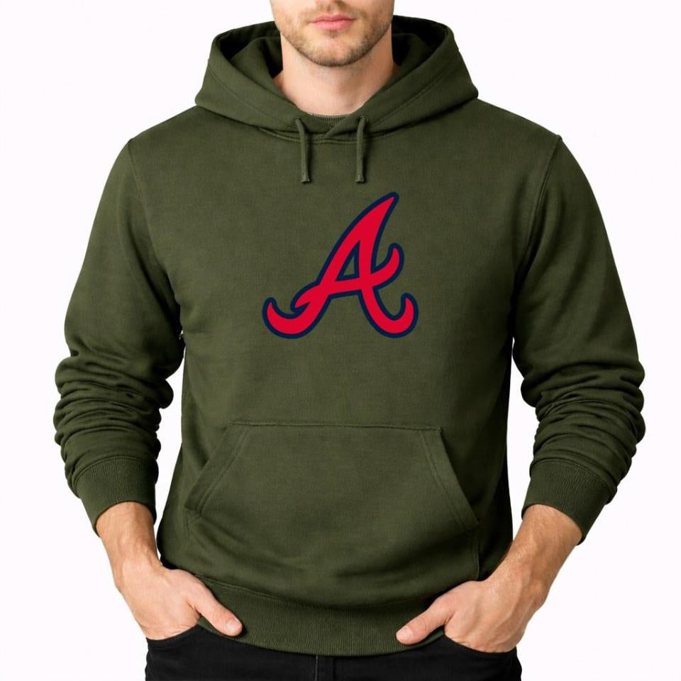 Men's Atlanta Braves Pullover Hoodie - Army Green