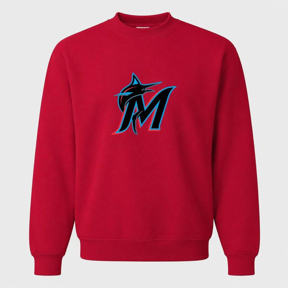 Men's Miami Marlins Crewneck Sweatshirt - Red
