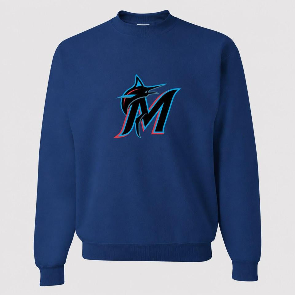 Men's Miami Marlins Crewneck Sweatshirt - Blue