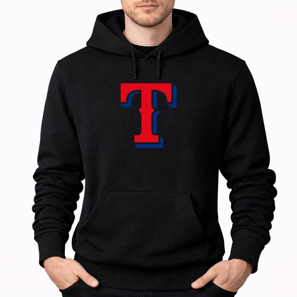 Men's Texas Rangers Pullover Hoodie - Black
