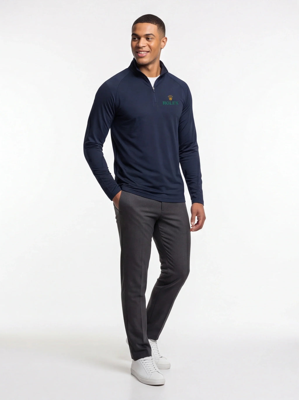 Men's Rolex Lightweight Quarter-Zip Athletic Shirt Long Sleeve Performance Wear