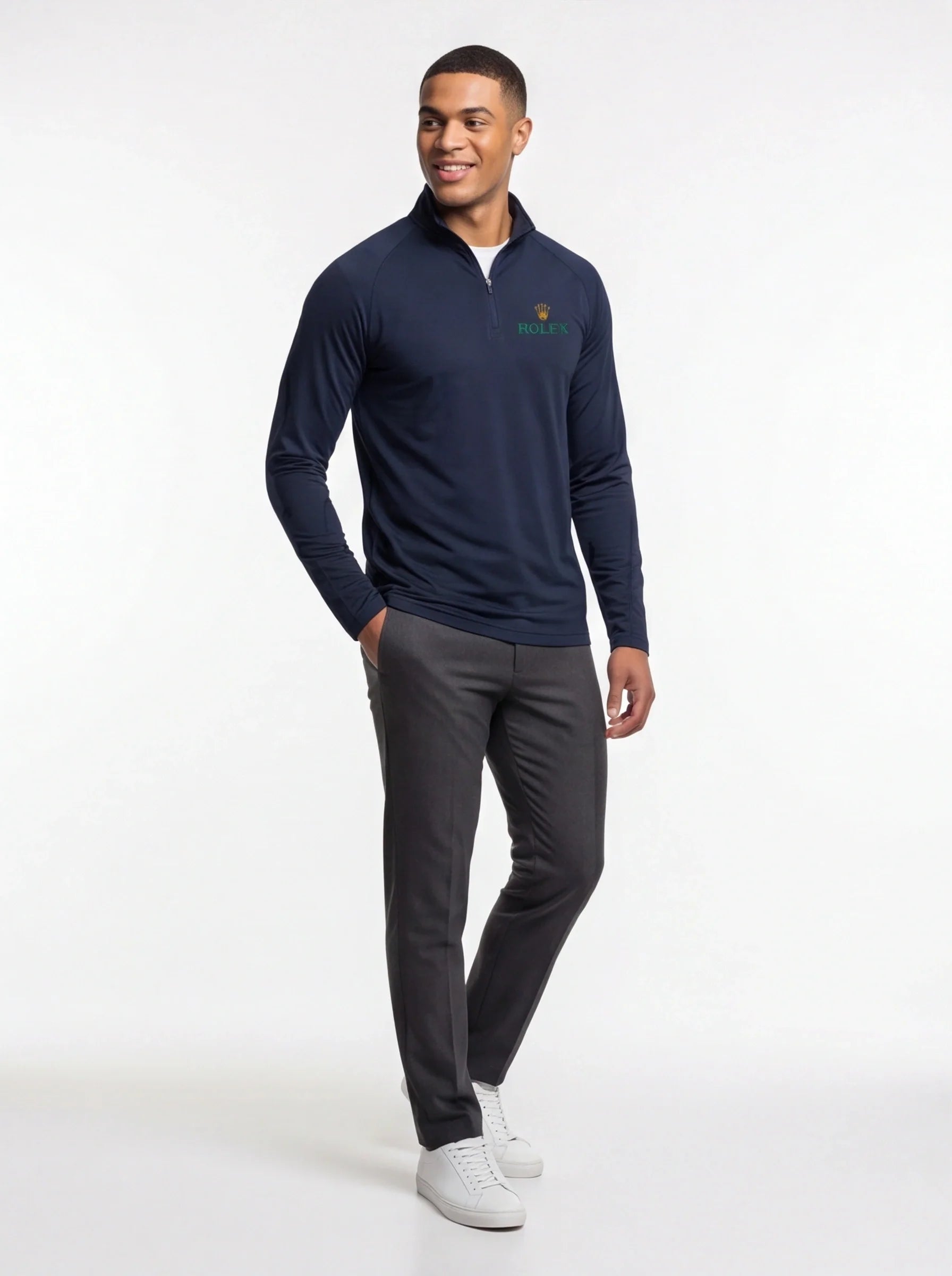 Men's Rolex Lightweight Quarter-Zip Athletic Shirt Long Sleeve Performance Wear