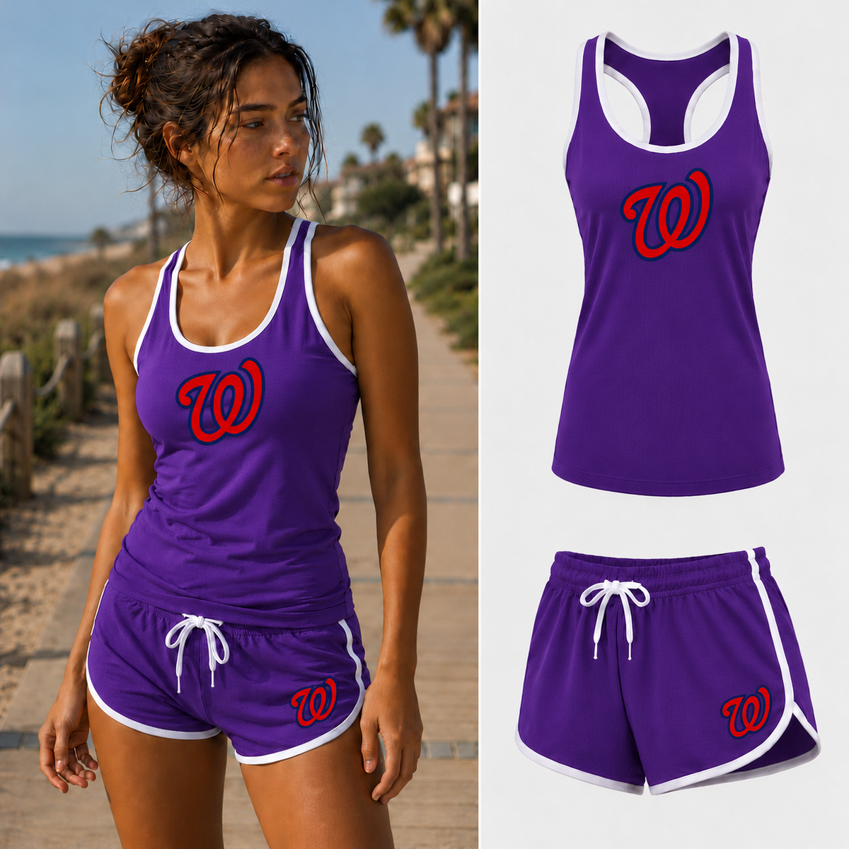 Washington Nationals women's tank top and shorts set in Purple