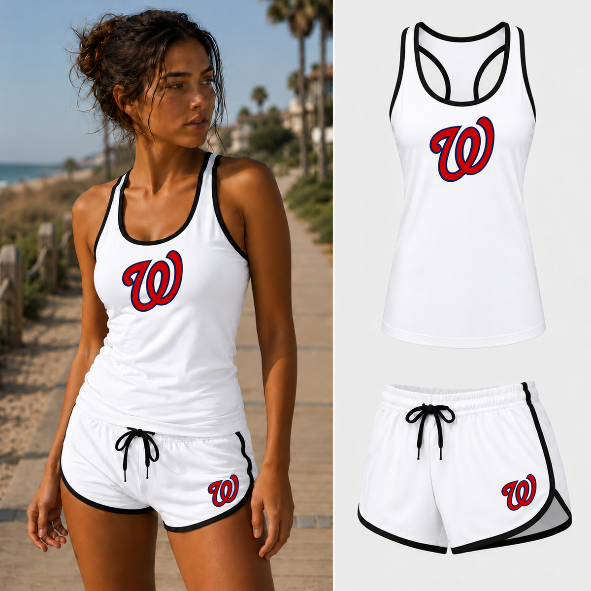 Washington Nationals women's tank top and shorts set in White