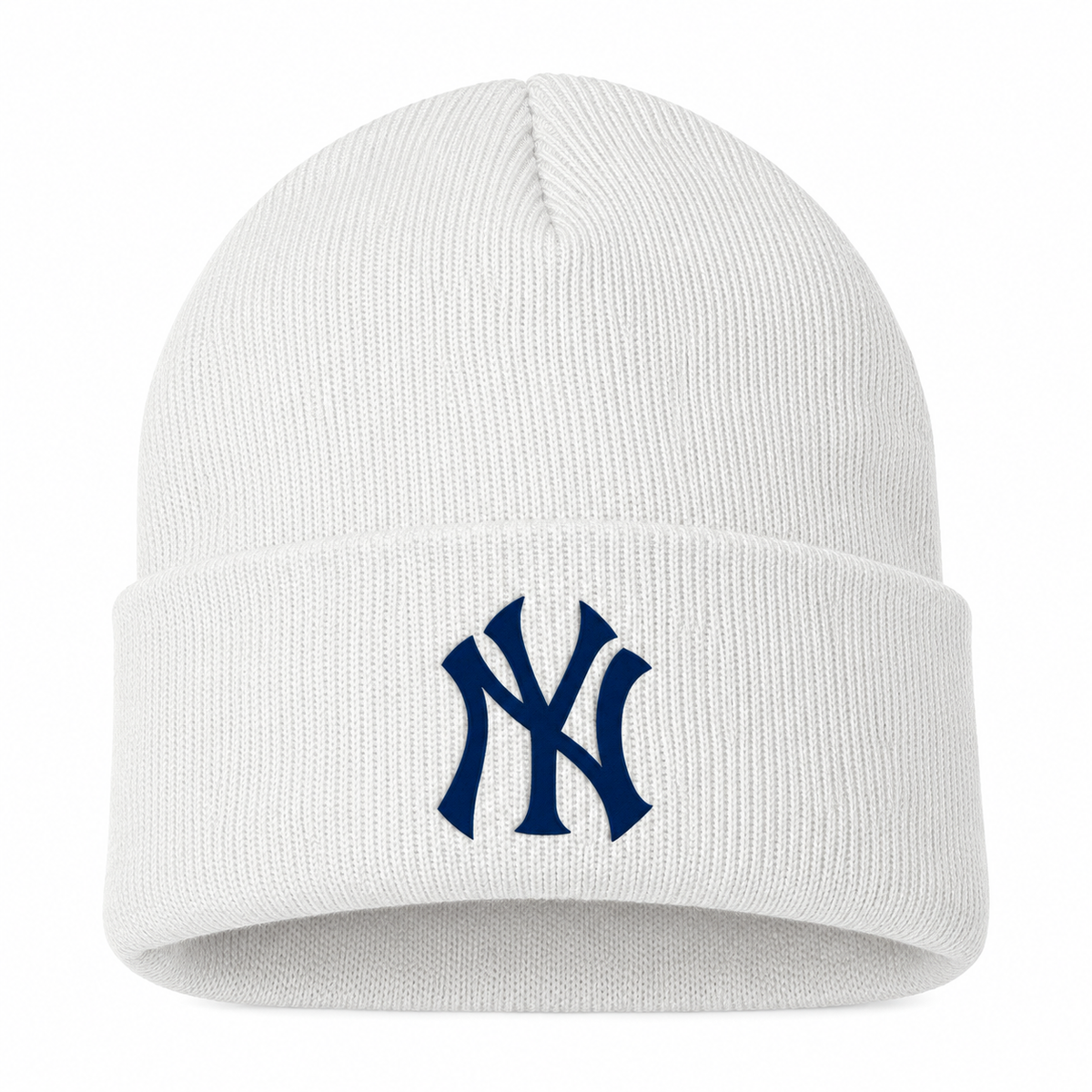 White New York Yankees beanie hat - front view