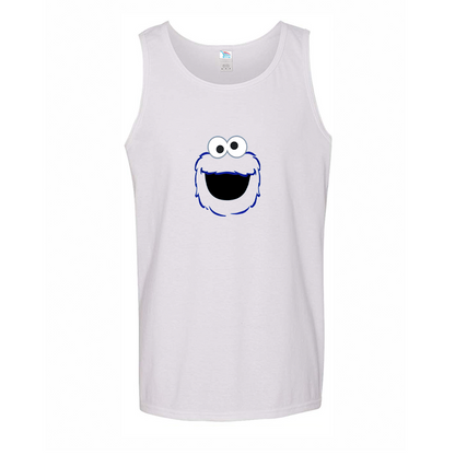 Men's Sesame Street Cookie Monster face Tank Top