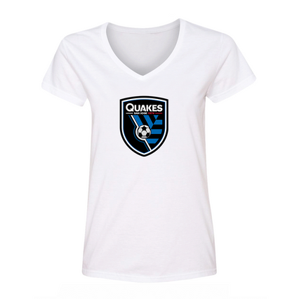 Women's San Joke Earthquakes  V Neck T-Shirt