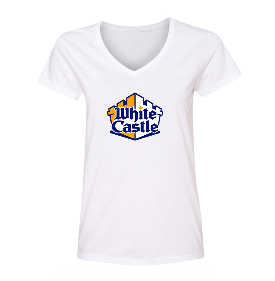 Women's White Castle V Neck T Shirt – Tee