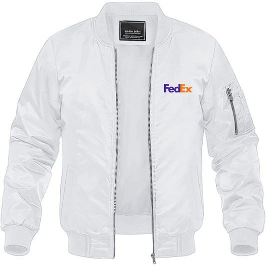 Men's FedEx Lightweight Bomber Jacket Windbreaker Softshell Varsity Jacket Coat