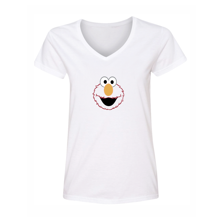 Women's Sesame Street Elmo Face  V Neck T-Shirt