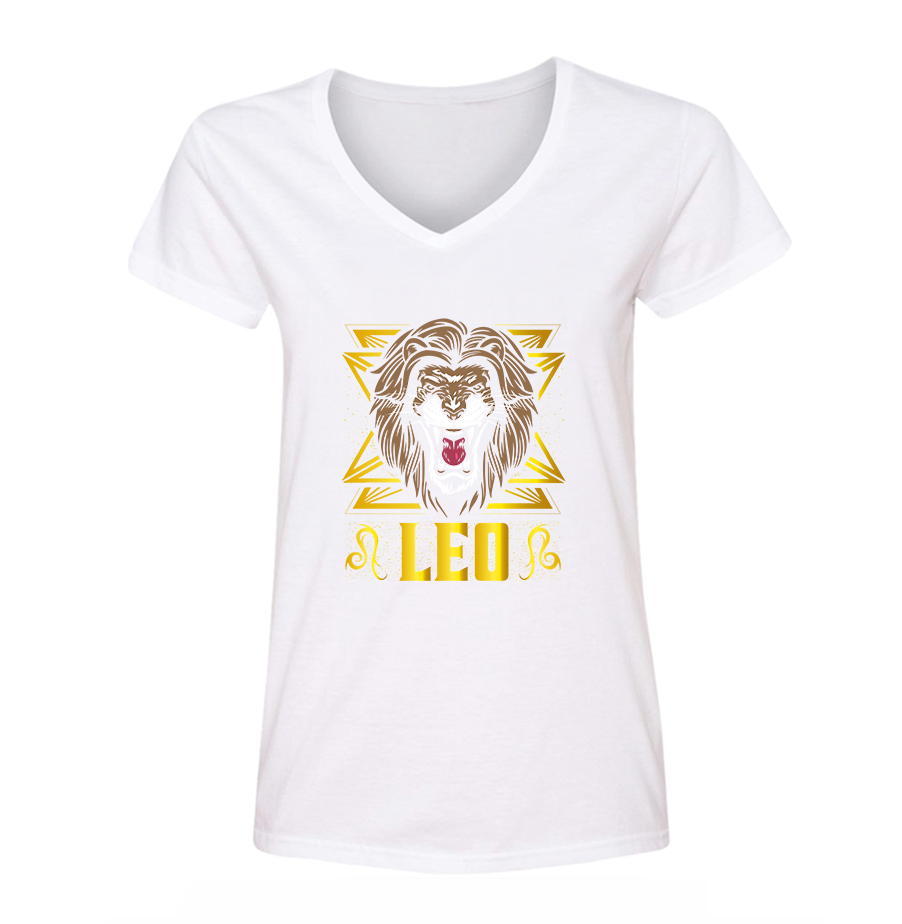 Women's Leo Zodiac Sign V Neck T-Shirt