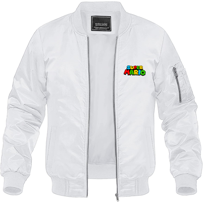 Men's Super Mario Lightweight Bomber Jacket Windbreaker Softshell Varsity Jacket Coat