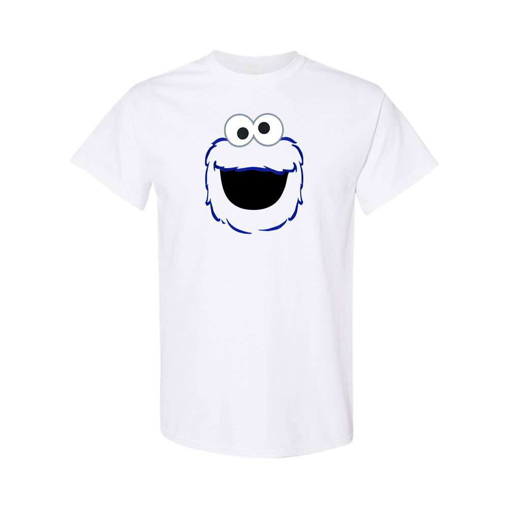 Men's Sesame Street Cookie Monster face Cotton T-shirt