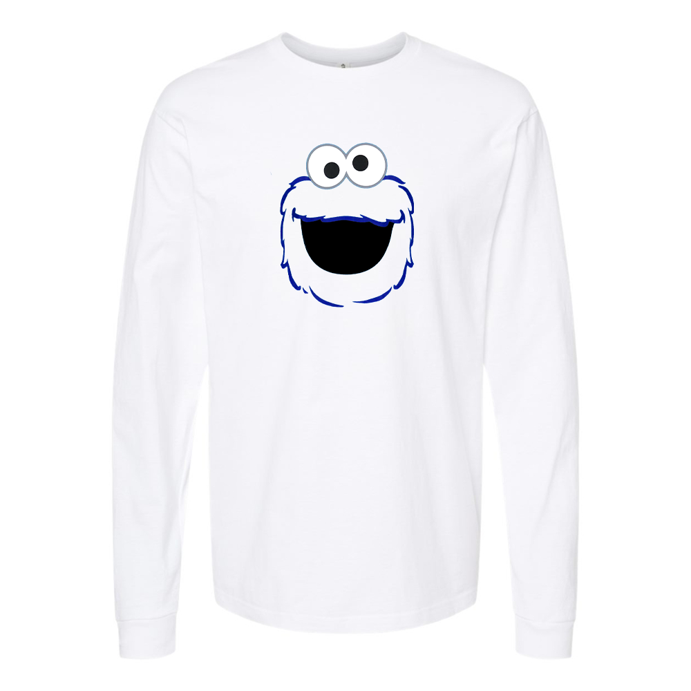 Men's Sesame Street Cookie Monster face Long sleeves T-Shirt