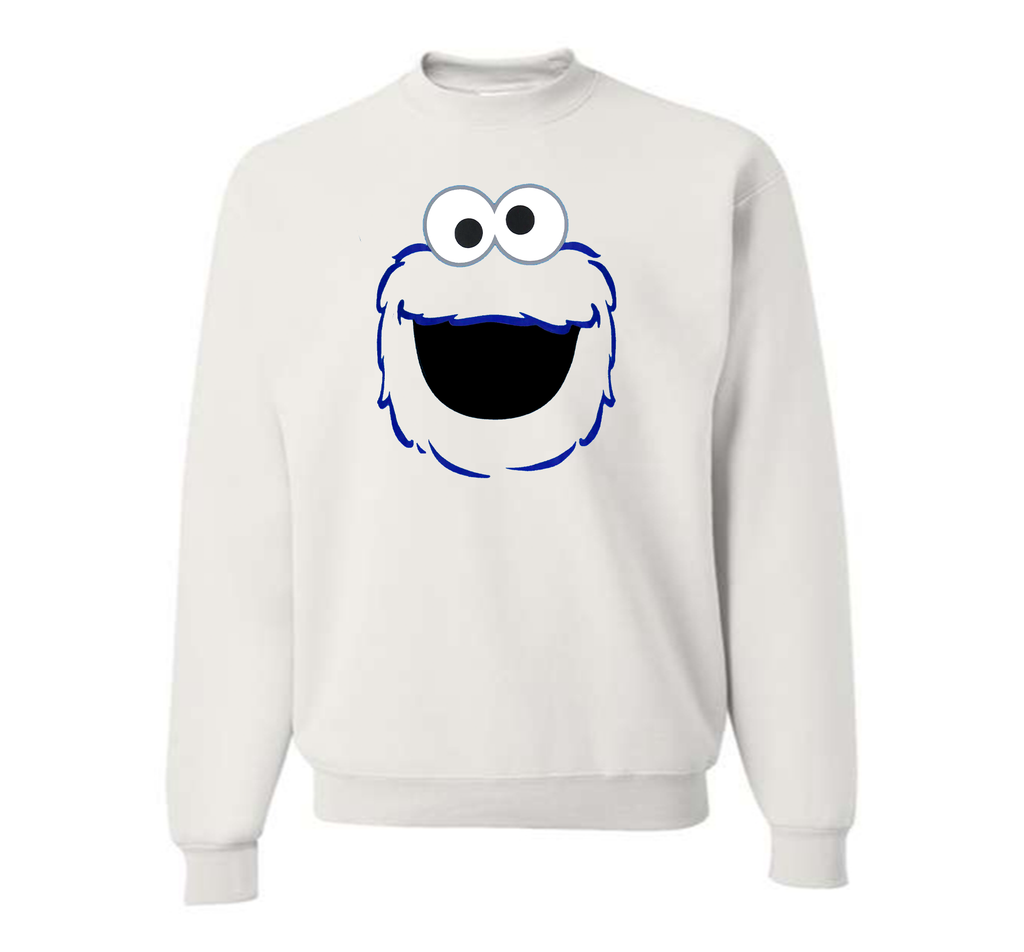 Men's Sesame Street Cookie Monster face Crewneck Sweatshirt
