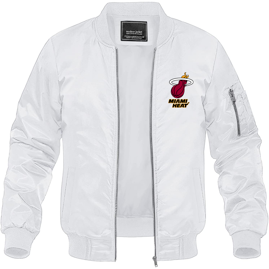 Men's Miami Heat Lightweight Bomber Jacket Windbreaker Softshell Varsity Jacket Coat