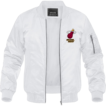 Men's Miami Heat Lightweight Bomber Jacket Windbreaker Softshell Varsity Jacket Coat