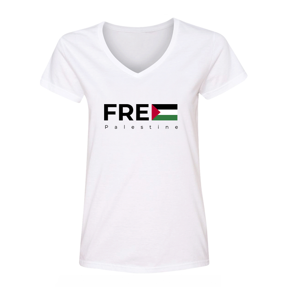 Women's Free Palestine V-Neck T-Shirt