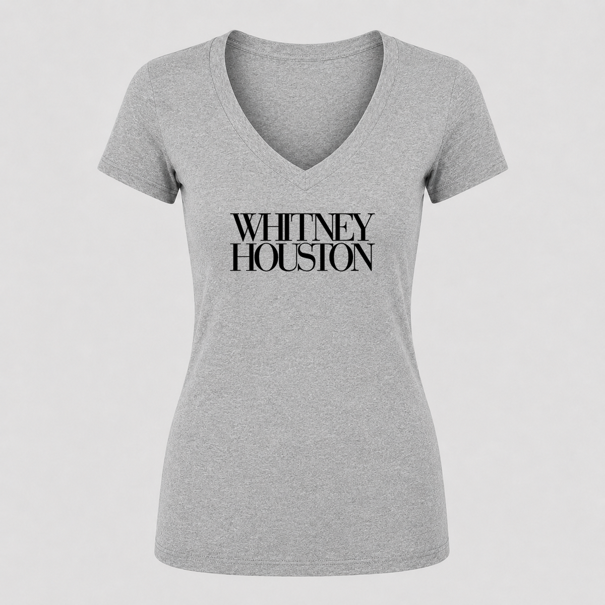 Women's Whitney Houston V Neck T-Shirt in gray