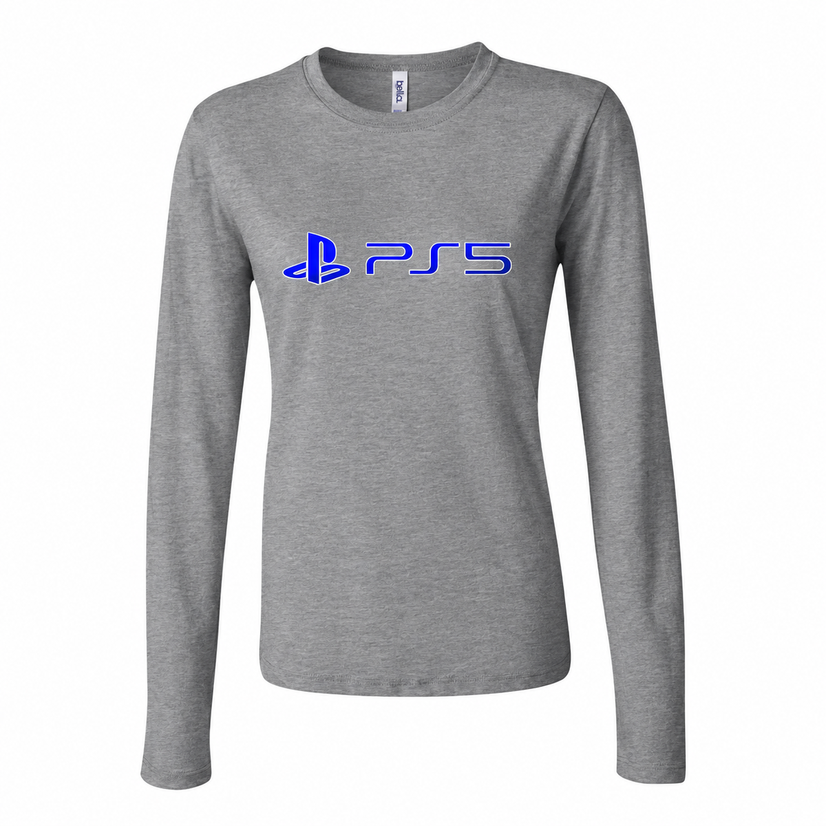 Women's Play Station PS5 Long Sleeve T-Shirt - Gray corrected logo
