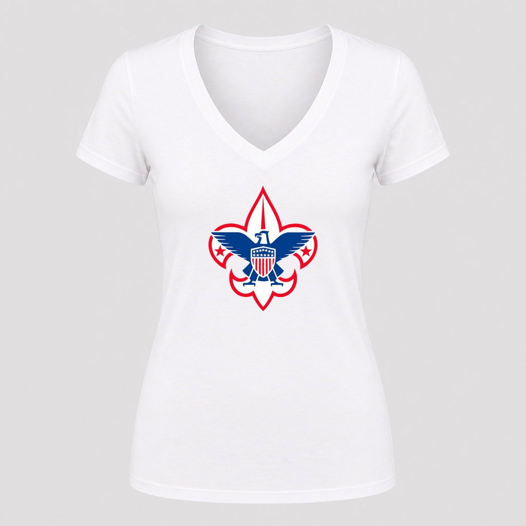 Women's Boy Scouts V Neck T-Shirt in white
