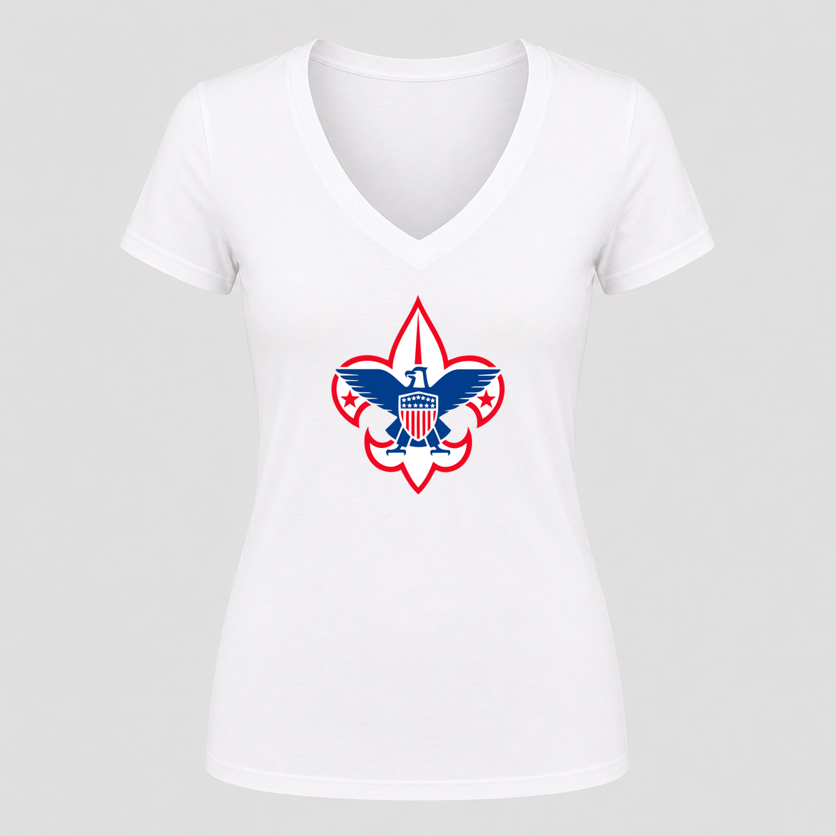 Women's Boy Scouts V Neck T-Shirt in white