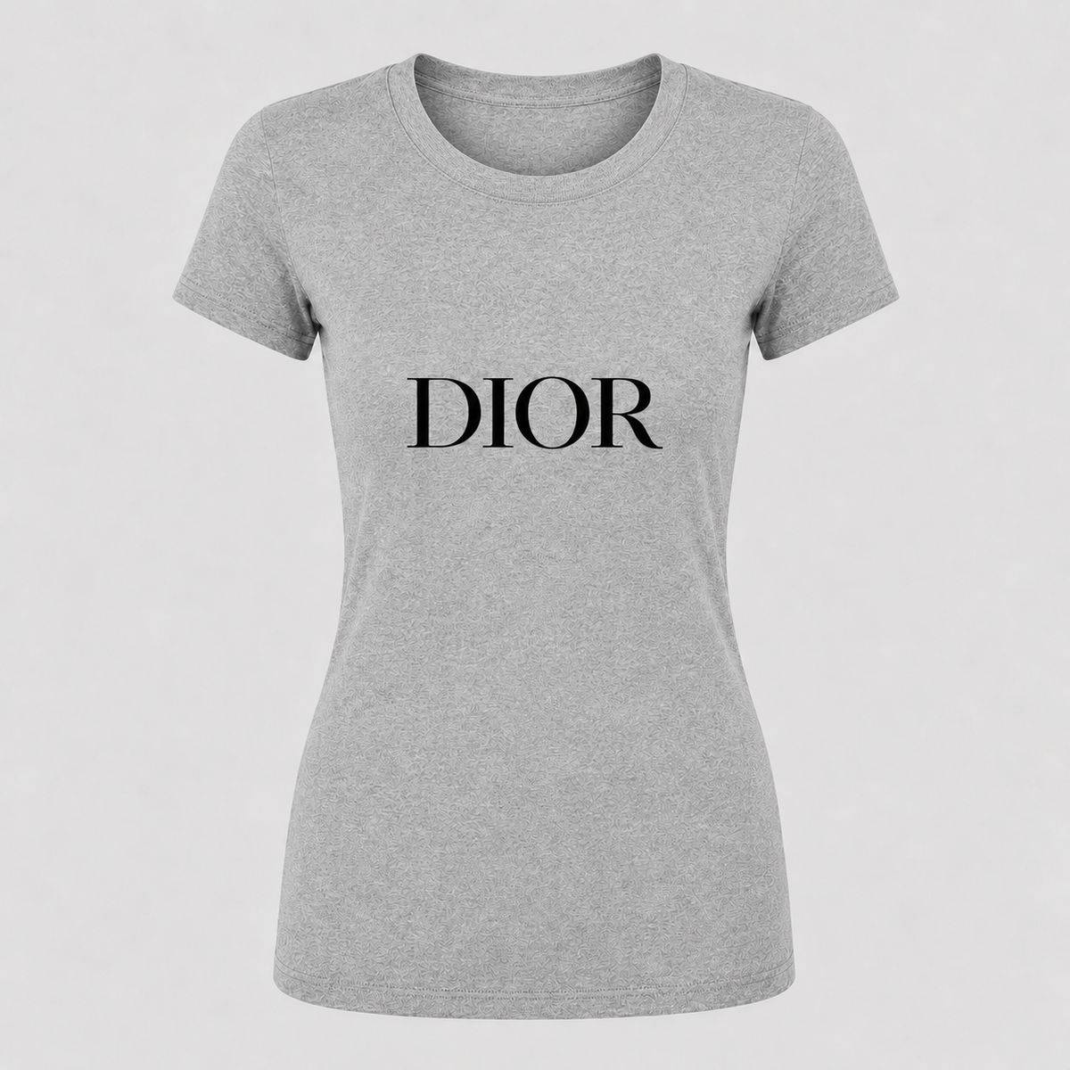 Women's dior plain round-neck T-shirt, gray