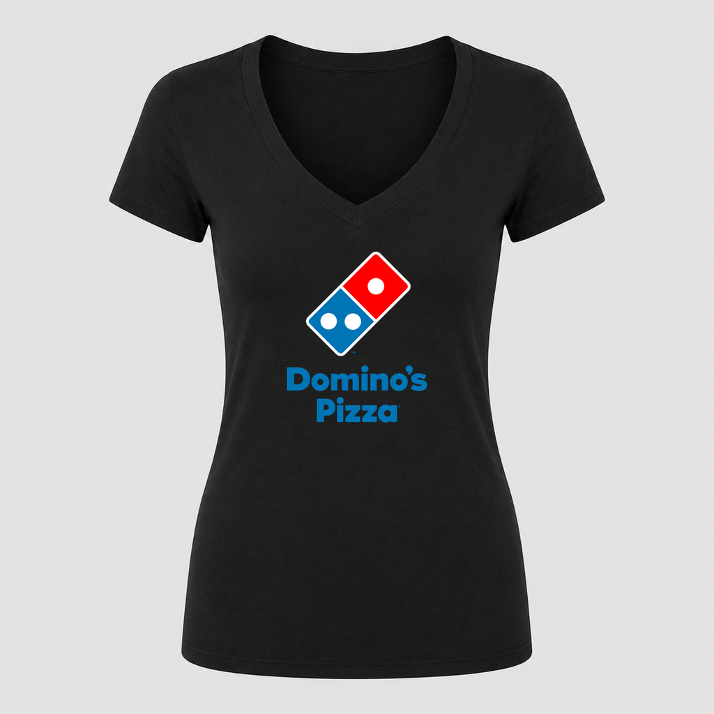 Women's Domino's Pizza V Neck T-Shirt in black