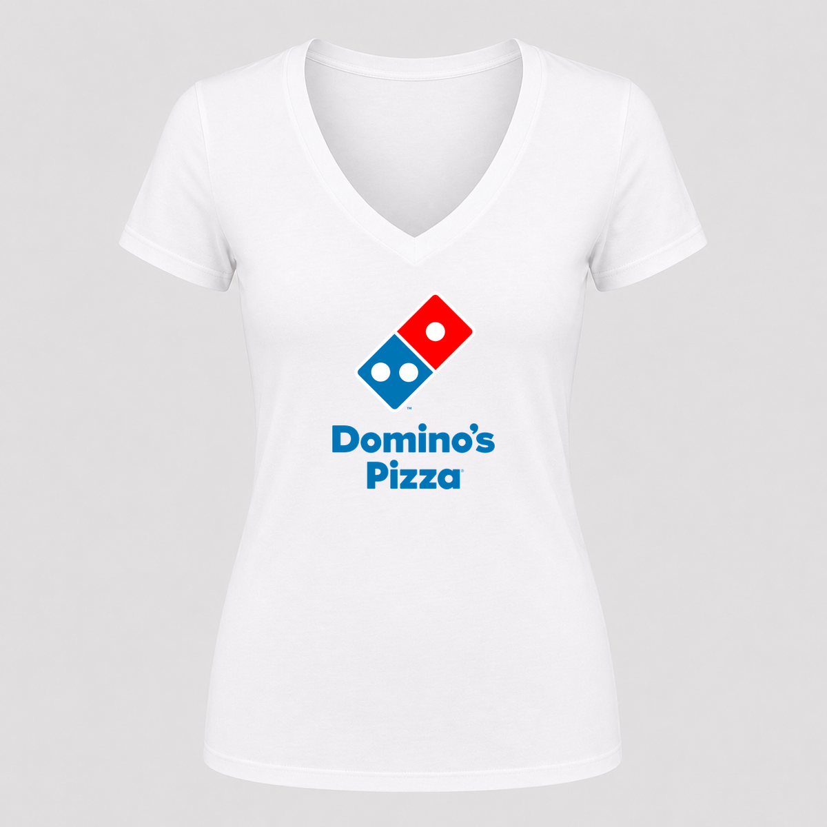 Women's Domino's Pizza V Neck T-Shirt in white