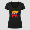 Women's Donald Trump GOP Elephant V Neck T-Shirt in black