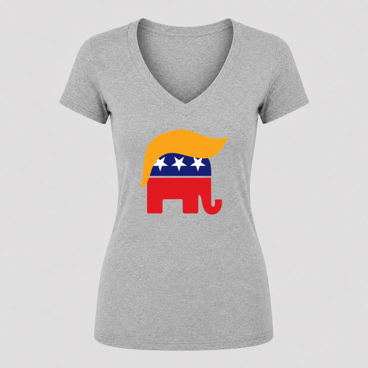 Women's Donald Trump GOP Elephant V Neck T-Shirt in gray