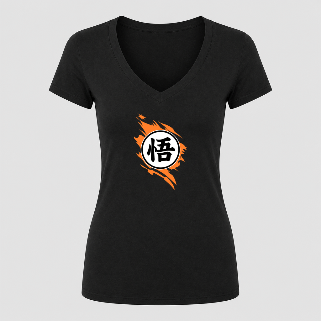 Women's Dragon Ball Z V Neck T-Shirt in black