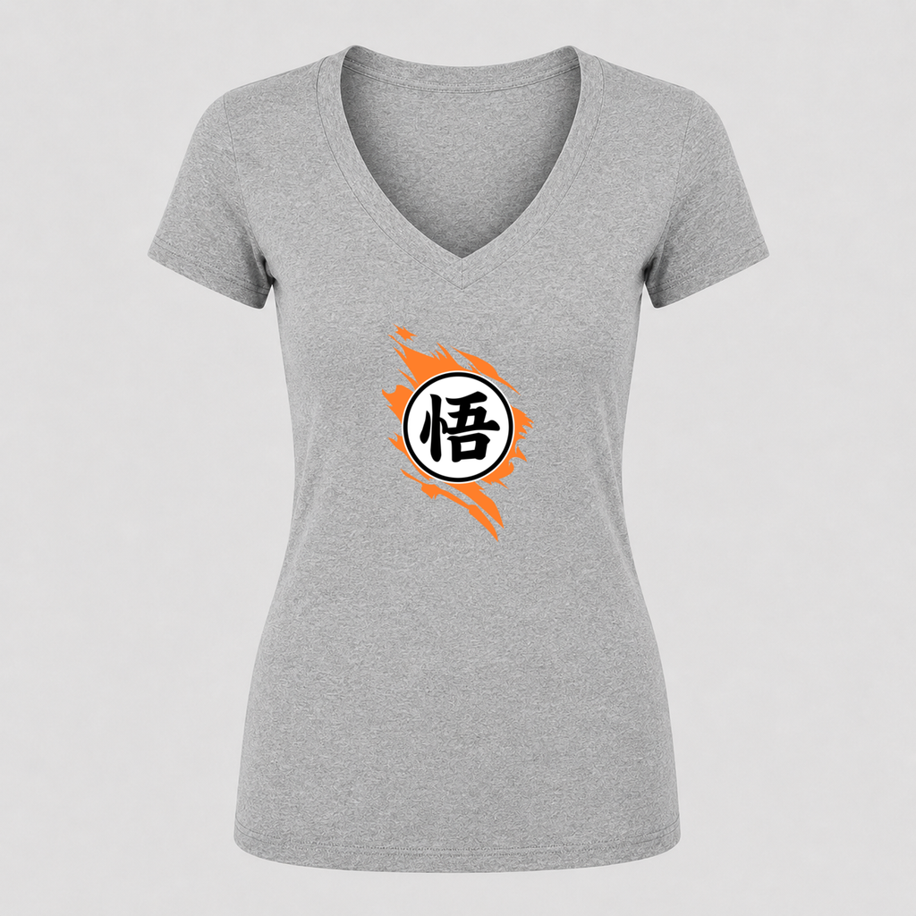 Women's Dragon Ball Z V Neck T-Shirt in gray