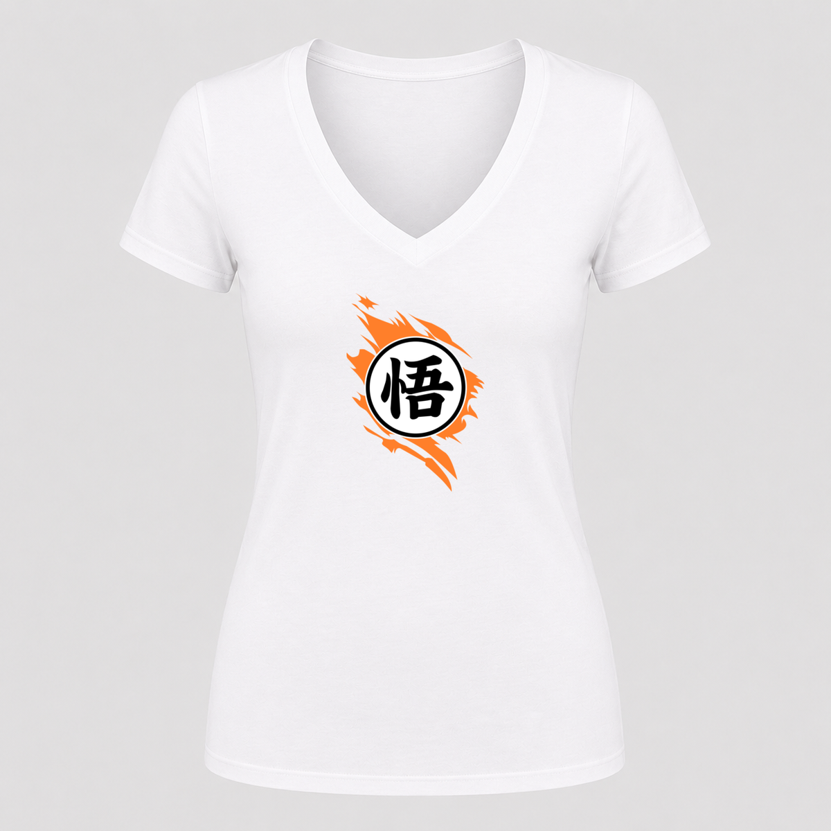 Women's Dragon Ball Z V Neck T-Shirt in white