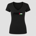 Women's Free Palestine Black V Neck T-Shirt in black